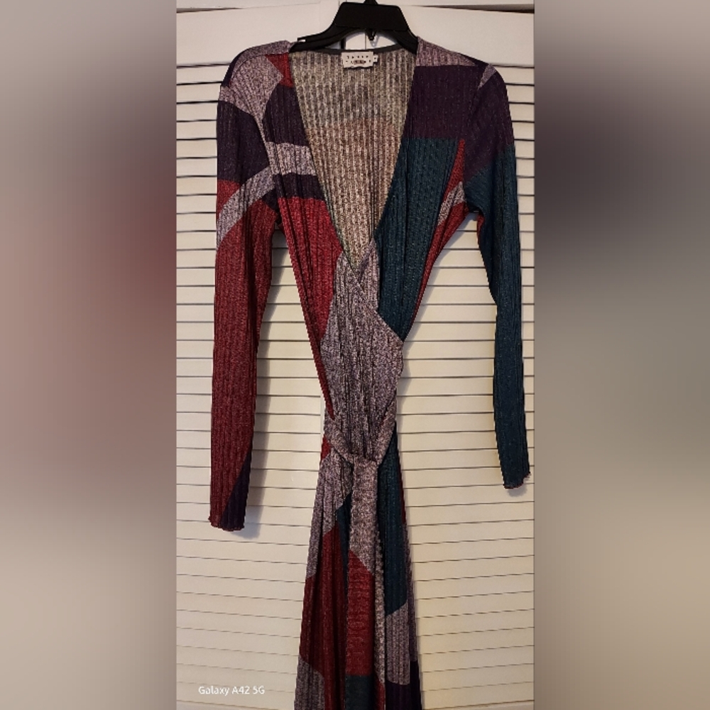 Tanya Taylor Geometric Multicolor Wrap Dress Size Med